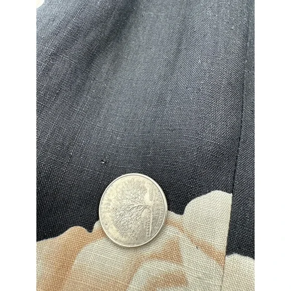 VTG 90s Ellen Tracy 100% Linen Dress 12 Black Floral Sheath Classic Cottagecore - Picture 14 of 14